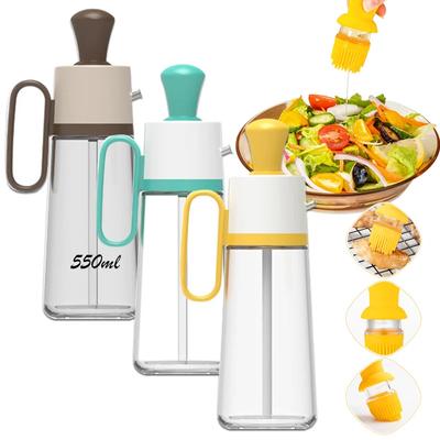 2 In 1 Kitchen Silicone Oil Bottle with Olive Oil Brush Large-capacity Barbecue Steak Oil Sauce Brush Dispenser Baking BBQ Tool