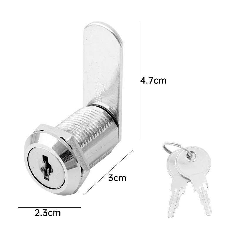 Zinc Alloy Cam Lock Set Door Cabinet Mailbox Drawer Cupboard Locker Security Locks with 2 Keys Furniture Hardware Accessories