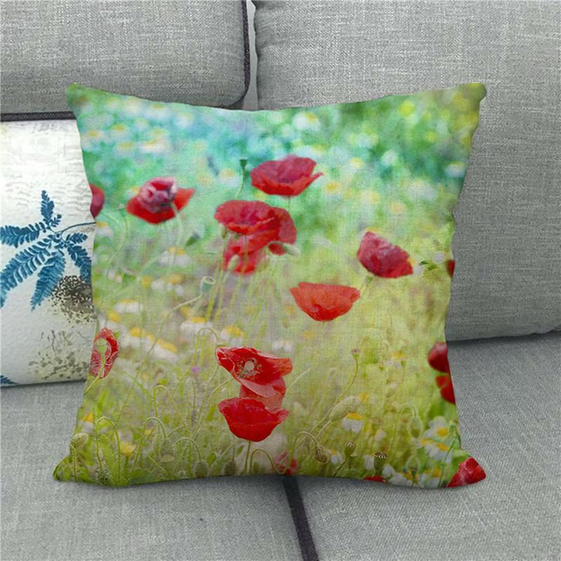 Watercolor Painting Of Beautiful Tulips Digital Printing Short Plush Pillow Covers For Car Sofa Office Cushion Cover Home Goods