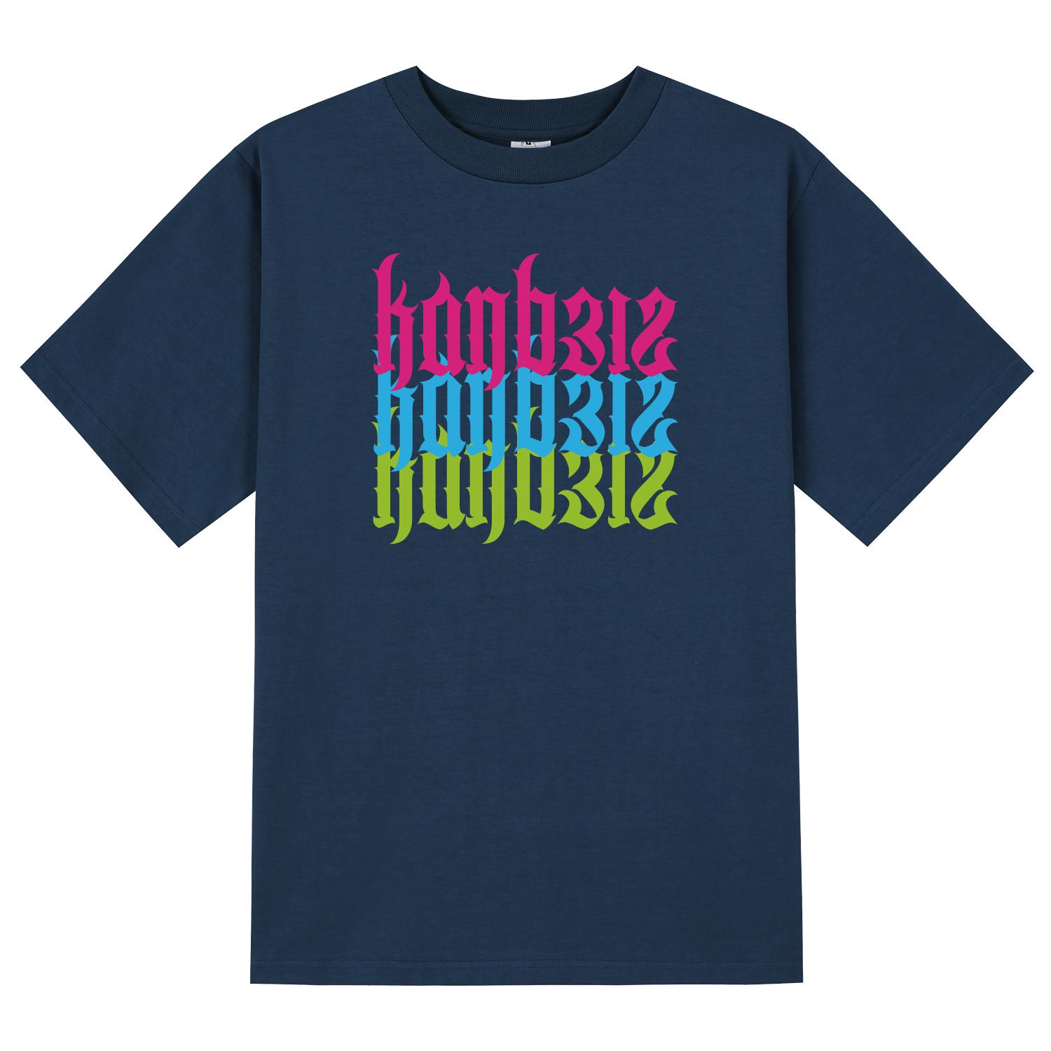 Khan 6312 Ktn0047 Khan Lettering Cross Short Sleeve T-Shirt - Navy Navy/L