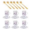 French Vintage Floral Glass Coffee Cup Set 120ml Heat Resistant Tea Milk Latte Home Office Use