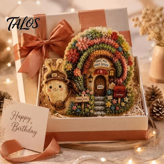 Educational Art Activity for Adults 3D House Theme Fabric Punch Needle Kit Beginners & Adults, Complete DIY Decorative Fantasy Home Ornament