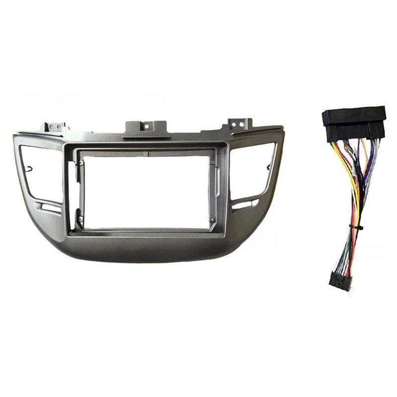 

Left-Hand Drive 9 Inch Car Radio Dash Kit With Power Cord For Tucson 2015-2018 Fascia Panel серебряный