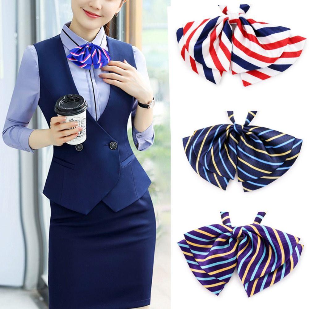 

Adjustable Airline Stewardess Necktie Stripe JK Uniform Bow Ties Bowknot Neckties Ladies/Girls Style4