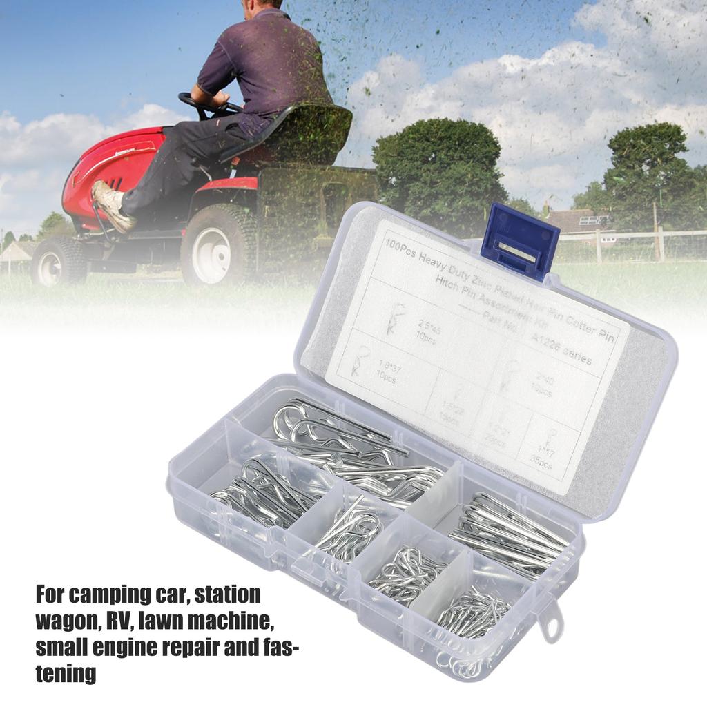 100PCS R Clip Assortment Kit Carbon Steel Hairpin Retaining Pin Clip M1 M1.2 M1.5 M1.85 M2 M2.5