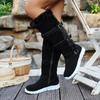 Soft-soled Non-knee Cotton Shoes Winter New Round Toe Metal Belt Buckle Plush Thickened Non-slip Flat Boots