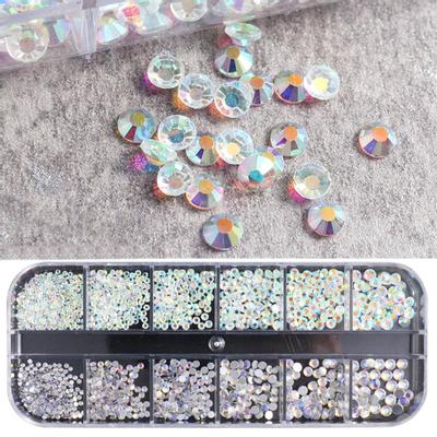 1 caixa 18g decoração de unhas design de strass brilhante 12 grades 3D enfeite de unhas lantejoulas
