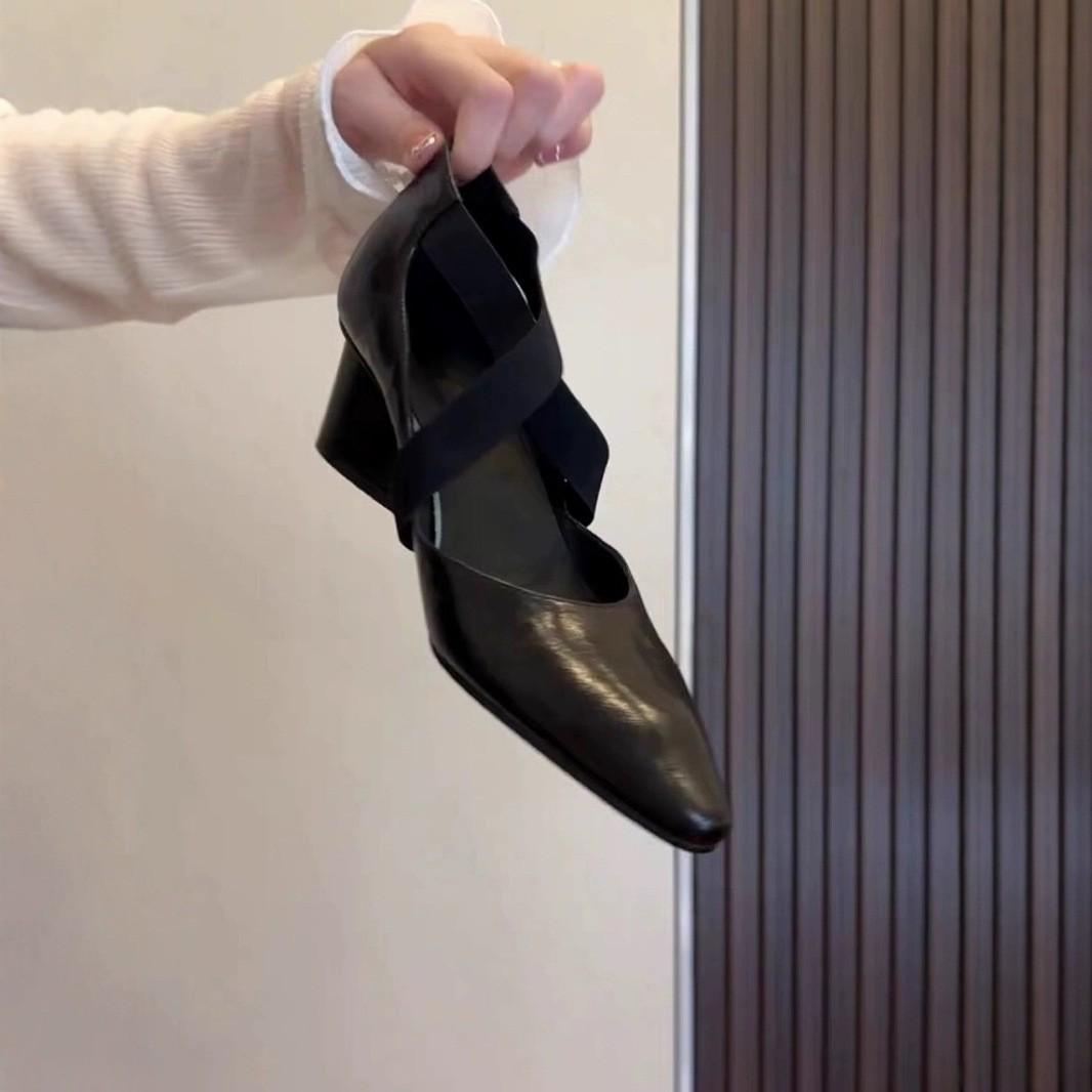 

Sheepskin~ French single shoes for women 2025 spring and autumn beautiful high heels temperament not tired feet leather thick heel Mary Jane shoes 40