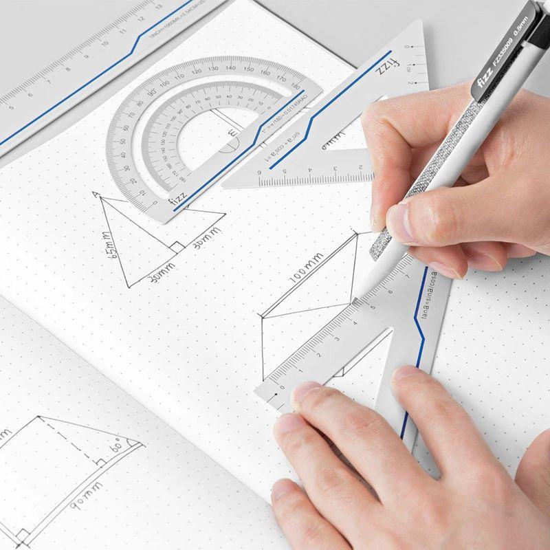 Xiaomi Youpin 4 i 1 Fizz Metal Linjal Skrivesaker Sett Aluminiumslegering Multifunksjonell kombinasjon Trekant Gradskive Tegning