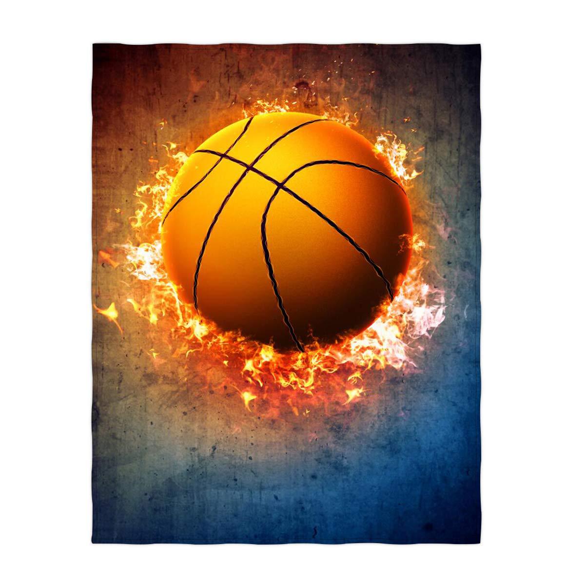 

Water and Fire Basketball Pattern Printed Blanket for Sofa Bed Travel Camping Living Room Office Conditioning Blanket 75x100cm