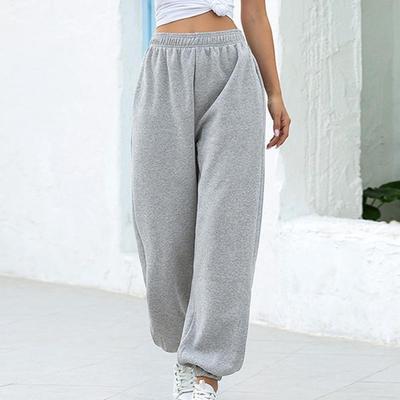 Dames Casual losse elastische taille sportbroek Effen kleur joggingbroek Baggy enkellange broek
