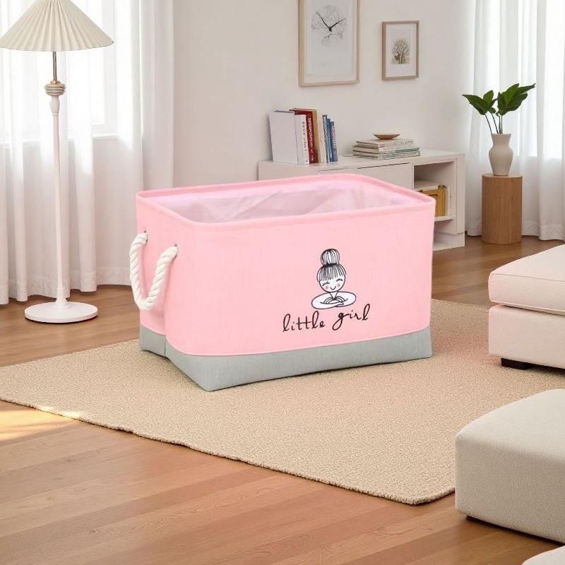 Girls Cute Fabric Storage Bucket 1Pcs Waterproof Storage Basket for Kids Clothes Toys Sundries Nursery Room Organizer