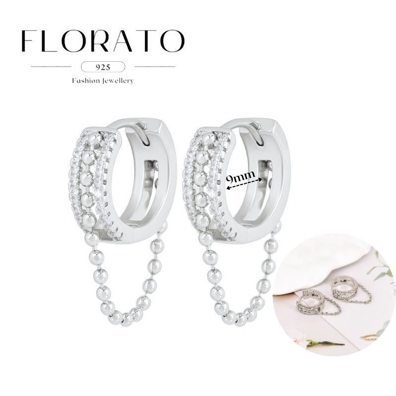 925 Silver Needle Rivet Micropaved Zircon Pendant Hoop Earrings For Women Punk Vintage Earrings Fashion Party Jewelry Gifts