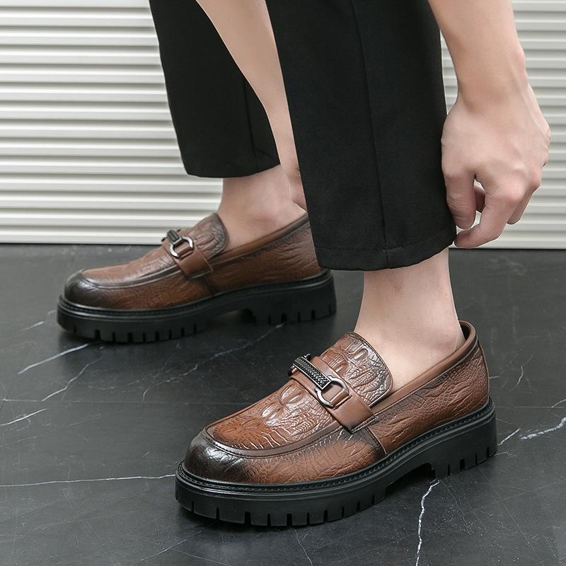 

Модные кожаные туфли с одной педалью, мужская обувь корейской версии, мокасины с мягкой подошвой, повседневные мужские туфли Doudou на толстой подошве, британские 44