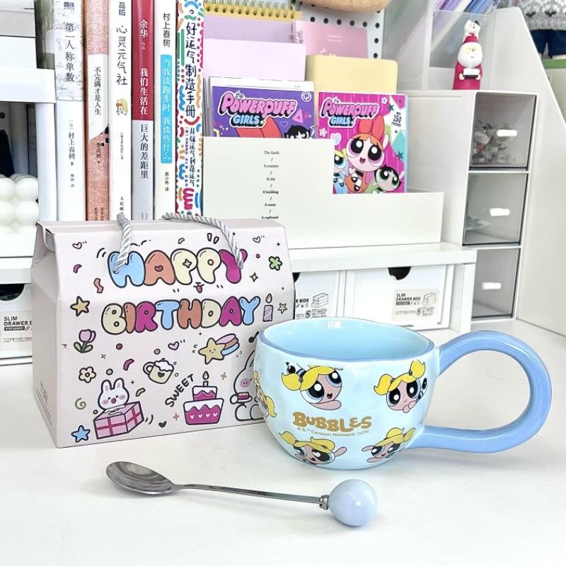 Uroczy ceramiczny kubek Powerpuff Girls Kubek do picia dla chłopców i dziewcząt Kubek do picia dla pary Kubek do kawy do biura Prezent na urodziny