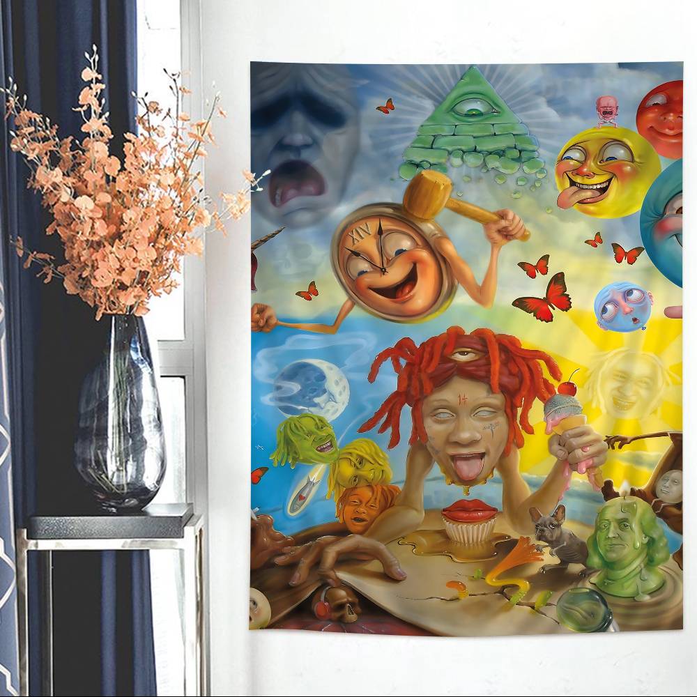 Trippie Rapper Singer Redd Colorful Tapestry Wall Hanging Bohemian Wall Tapestries Mandala Wall Hanging Sheets