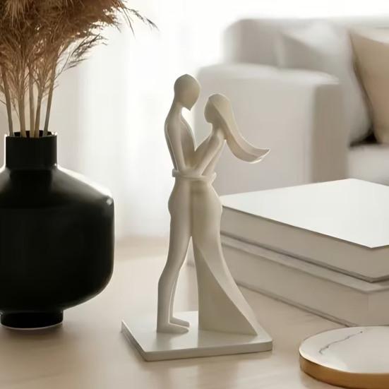 Couple Figurine, 3D Printed Hugging Couple Statue, Modern Romantic Sculpture for Living Room, Bedroom, Office, Shelf, Table Decor