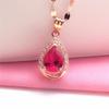 Color Gold Purple Gold Water Drop-Shaped Redstone Pendant Rose Gold-Plated Exquisite Light Luxury Necklace Women