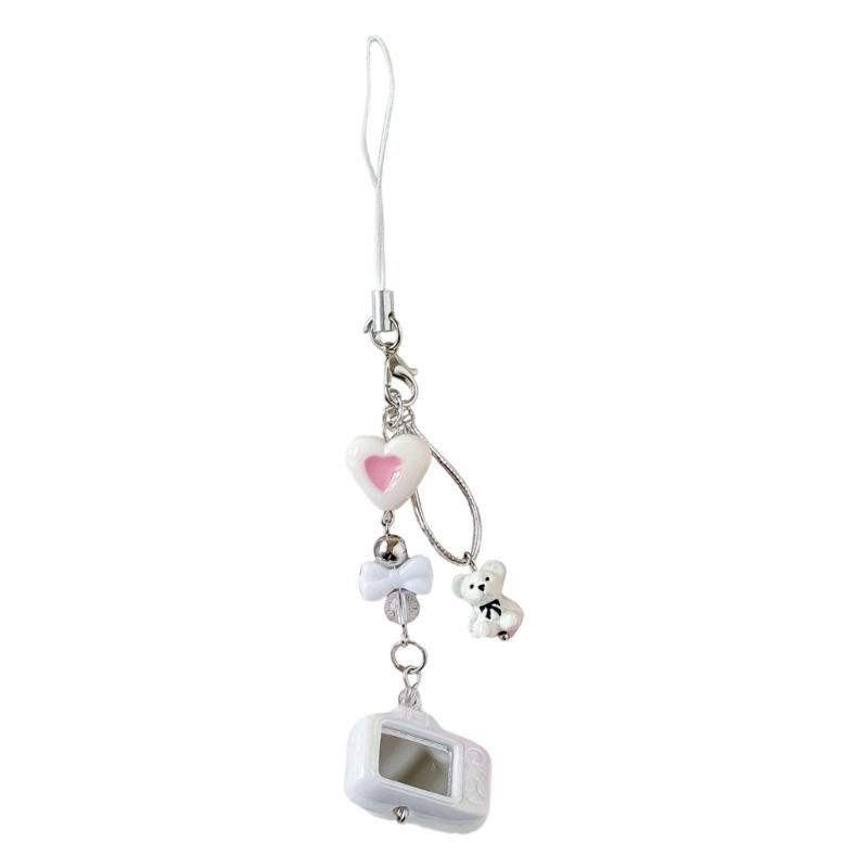 Креативный брелок-подвеска Медведь с камерой, милый сплав, брелок-подвеска, украшение для цепочки телефона, сумки, подарок белый