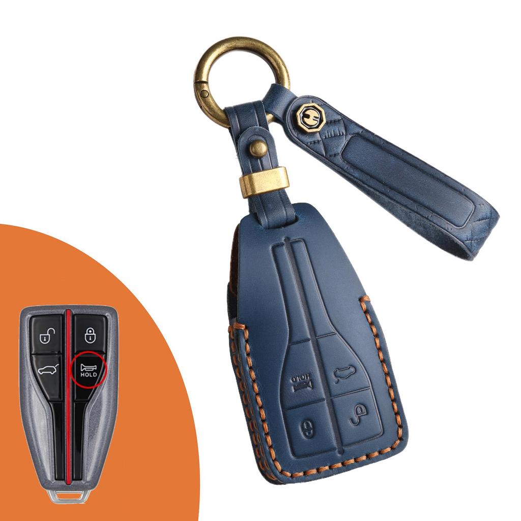 Premium-Schlüsselhülle aus echtem Leder für Hongqi HS5, H9, EQM5, HS7 – Retro, kreatives, handgefertigtes Design