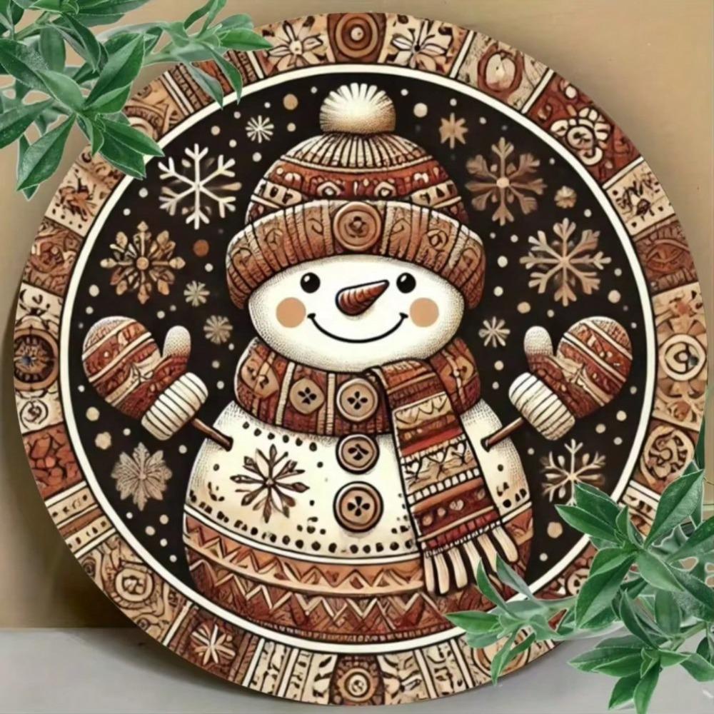 Schneemann Blech Wandkunst Runde Flache Druck Dekoration für Bars Cafés Clubs