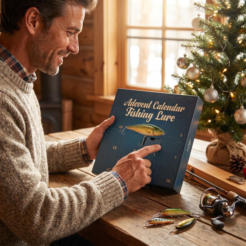 Fishing Themed Christmas Advent Calendar - Holiday Countdown Calendar for Anglers and Fishermen