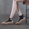 Autumn New Leather Retro High-top Board Shoes Women's Wear-resistant Non-slip Heightening Board Shoes Women's Comfortable and Fashionable Versatile