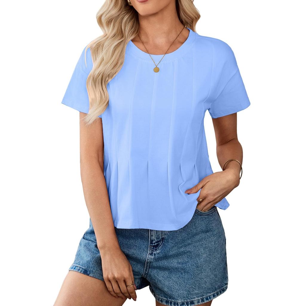 Women's Fashion Oversized Round Neck Short Sleeve T-Shirt Top
