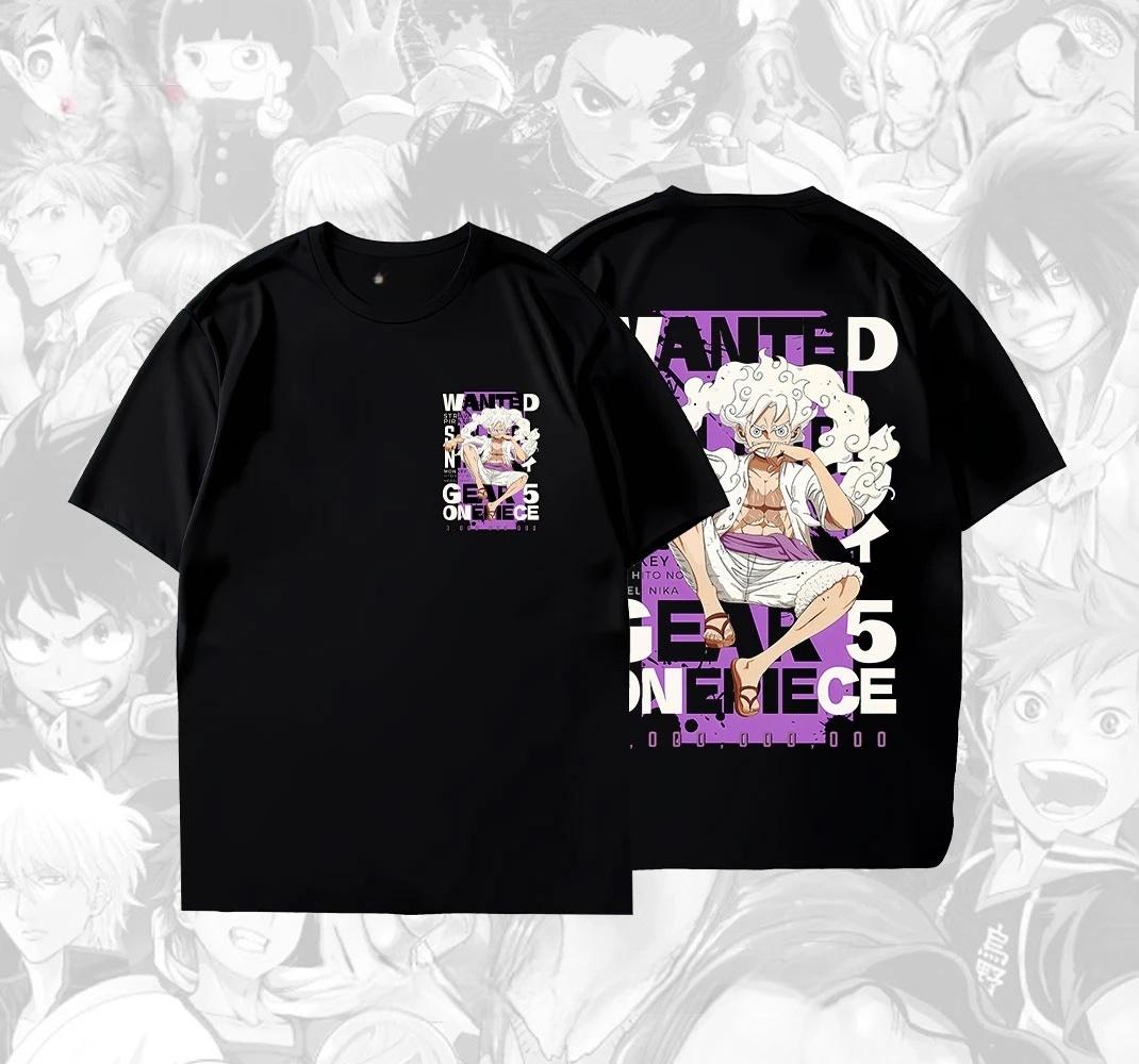 

Summer 2026 One Piece Luffy Fifth Grade Sun God Nika Style Theme 100 Cotton Printed Loose Tshirt for Unisex and Women S