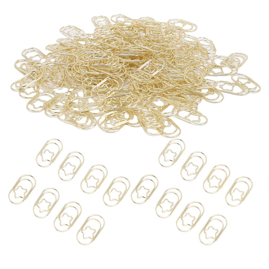 200 Pcs Star Shaped Paper Clips Gold Cute Fun Decorative Metal Bookmark Planner Clips with Transpare
