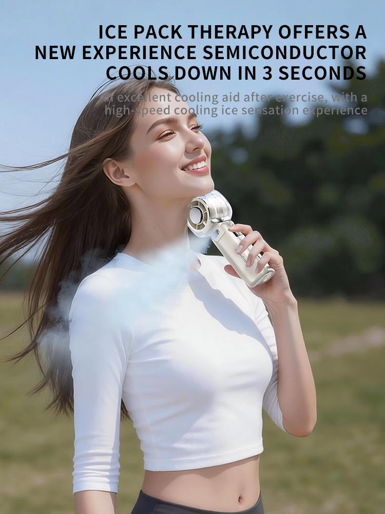 Semiconductor Cooling Handheld Fan, Foldable USB Rechargeable Pocket Mini Fan for Travel
