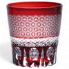 Mizukage Kiriko Glass Current Model J-kitchens Cup, 85xH90mm, 260cc, Sashiko, Red, Bisho,