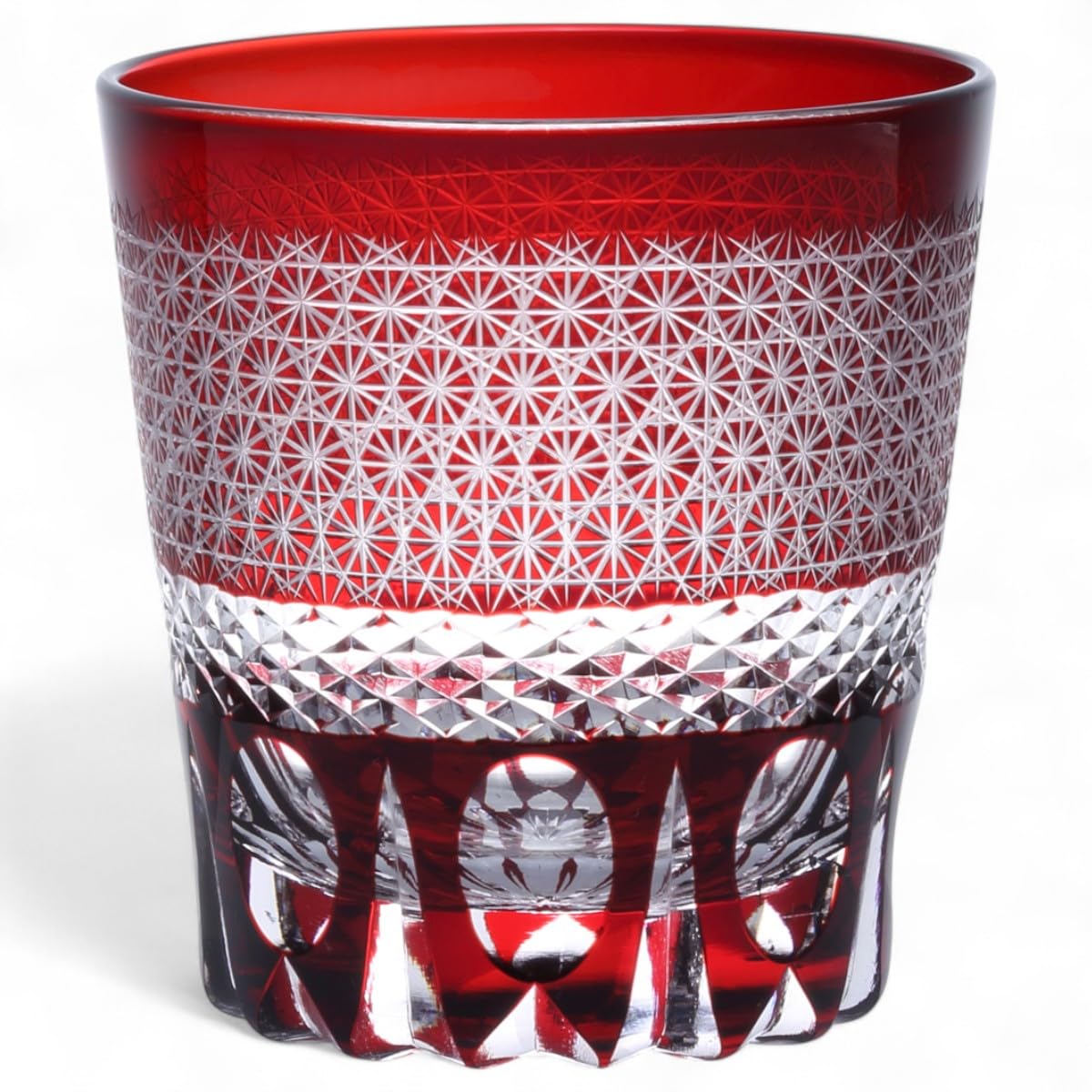 

Mizukage Kiriko Glass Current Model J-kitchens Cup, 85xH90mm, 260cc, Sashiko, Red, Bisho,