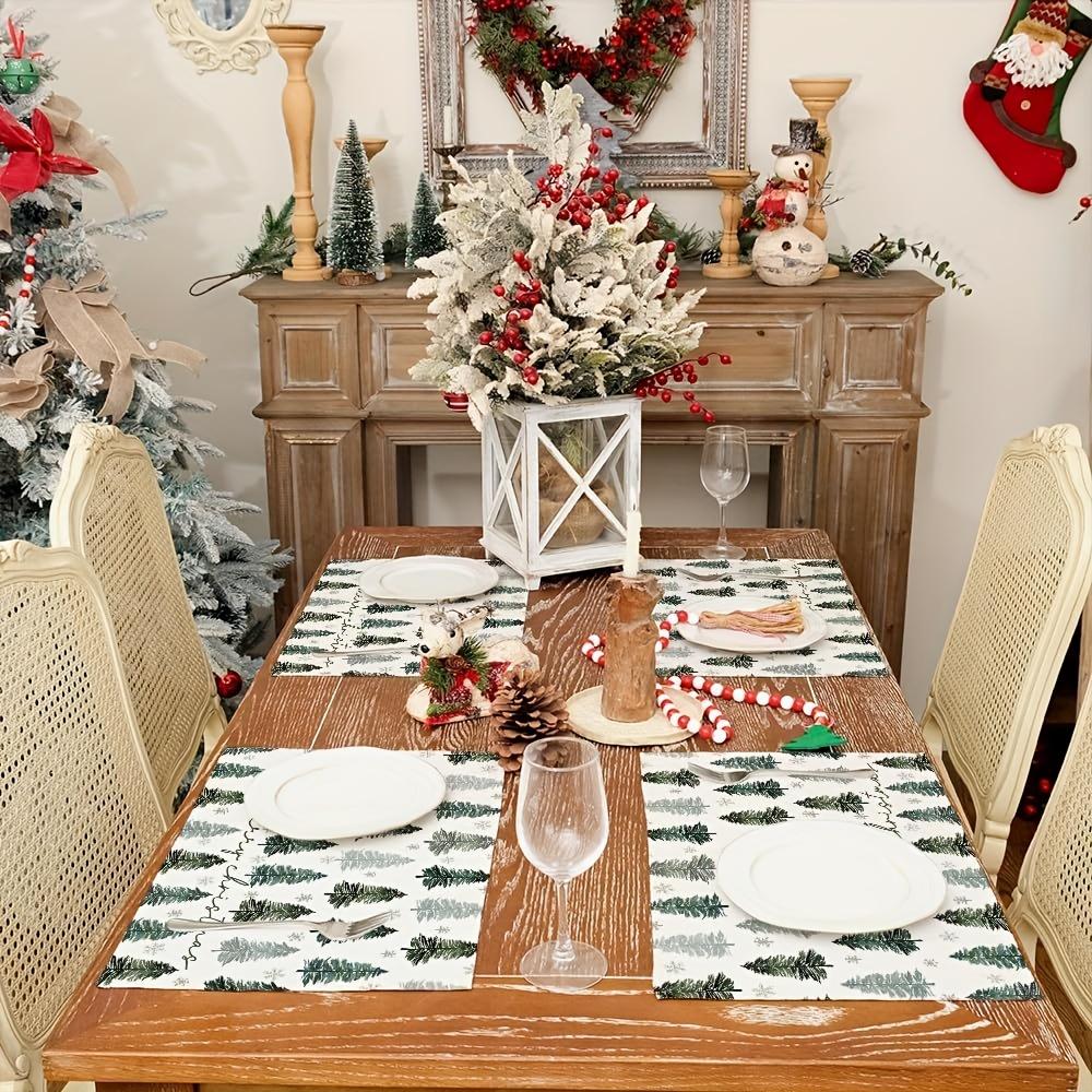 4/6/8/10PCS Christmas Placemats Christmas Tree Snowflake Table Placemats Kitchen Coasters Coffee Coasters Home Decor