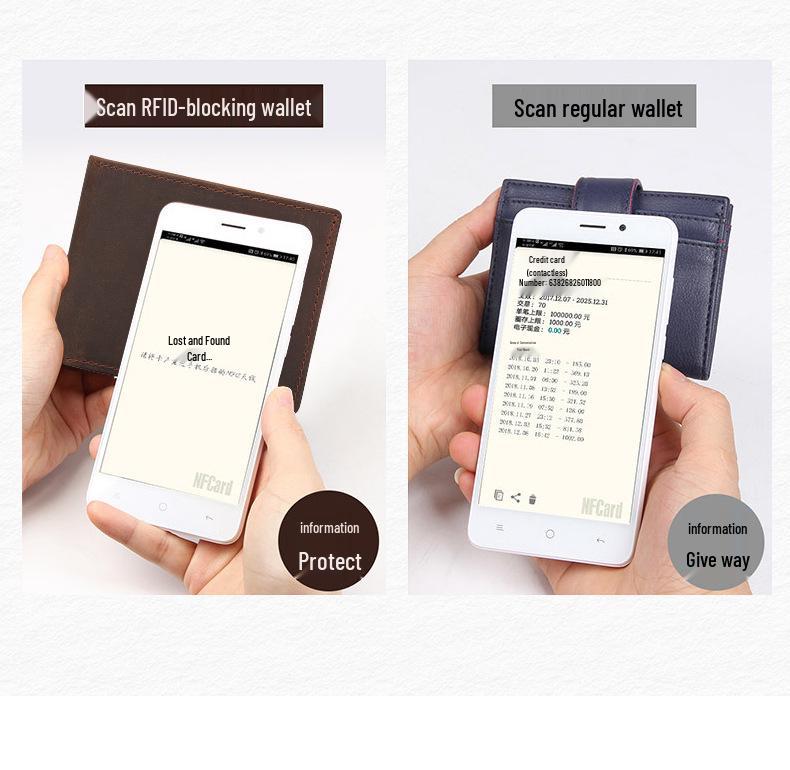 Top Grain Genuine Leather RFID Anti-Scanning Wallet with Multiple Card Slots