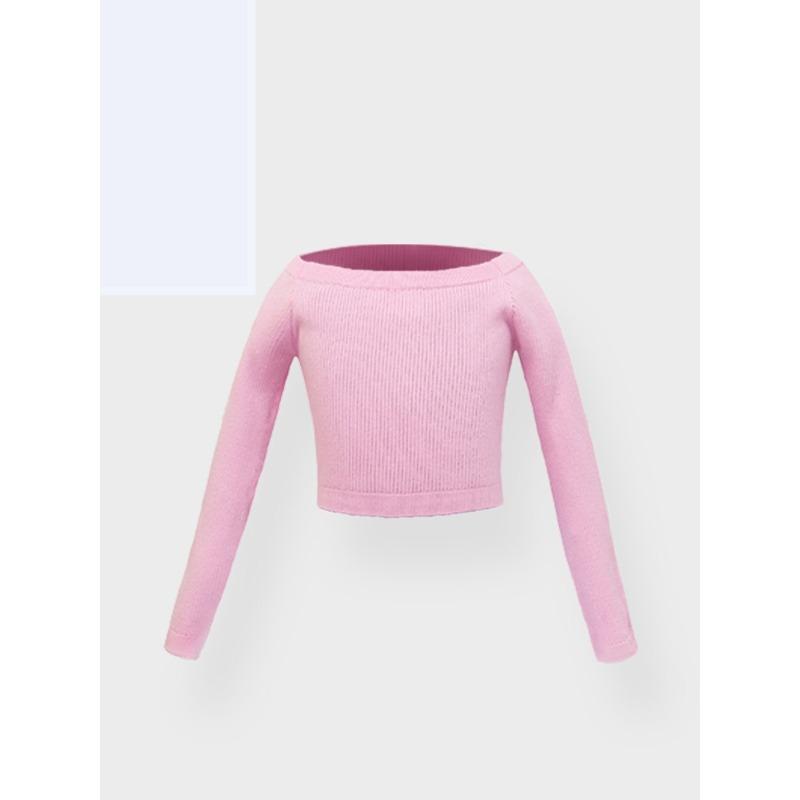 Kids Dance Sweater Girls Dance Wear Off Shoulder Practice Leotard Shawl Neck Sweater Chinese Dance Jacket