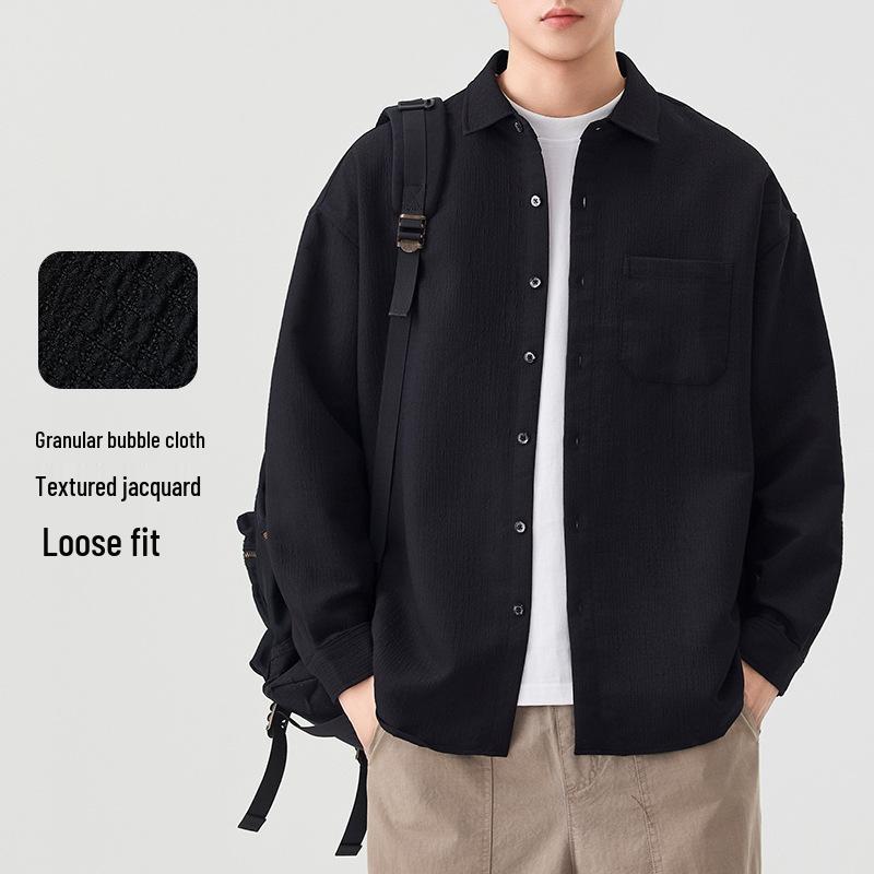 Men's High-End Casual French Texture Long-Sleeve Shirt by Dongyu