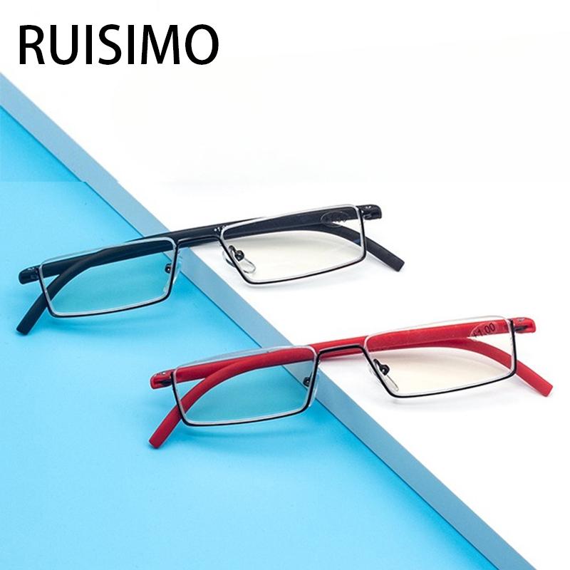 Presbyopie Brille Mann Blaulicht Lesebrille Herren Metall Halbrahmen Quadratische Brille Korrekturbrille +1.0+1.5+2.0