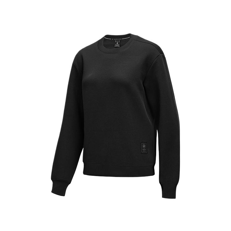 Skechers Comfortable Skin-Friendly Round Neck Long Sleeve Sweatshirt Women sweatshirt Carbon-Black P125W017-0018 M