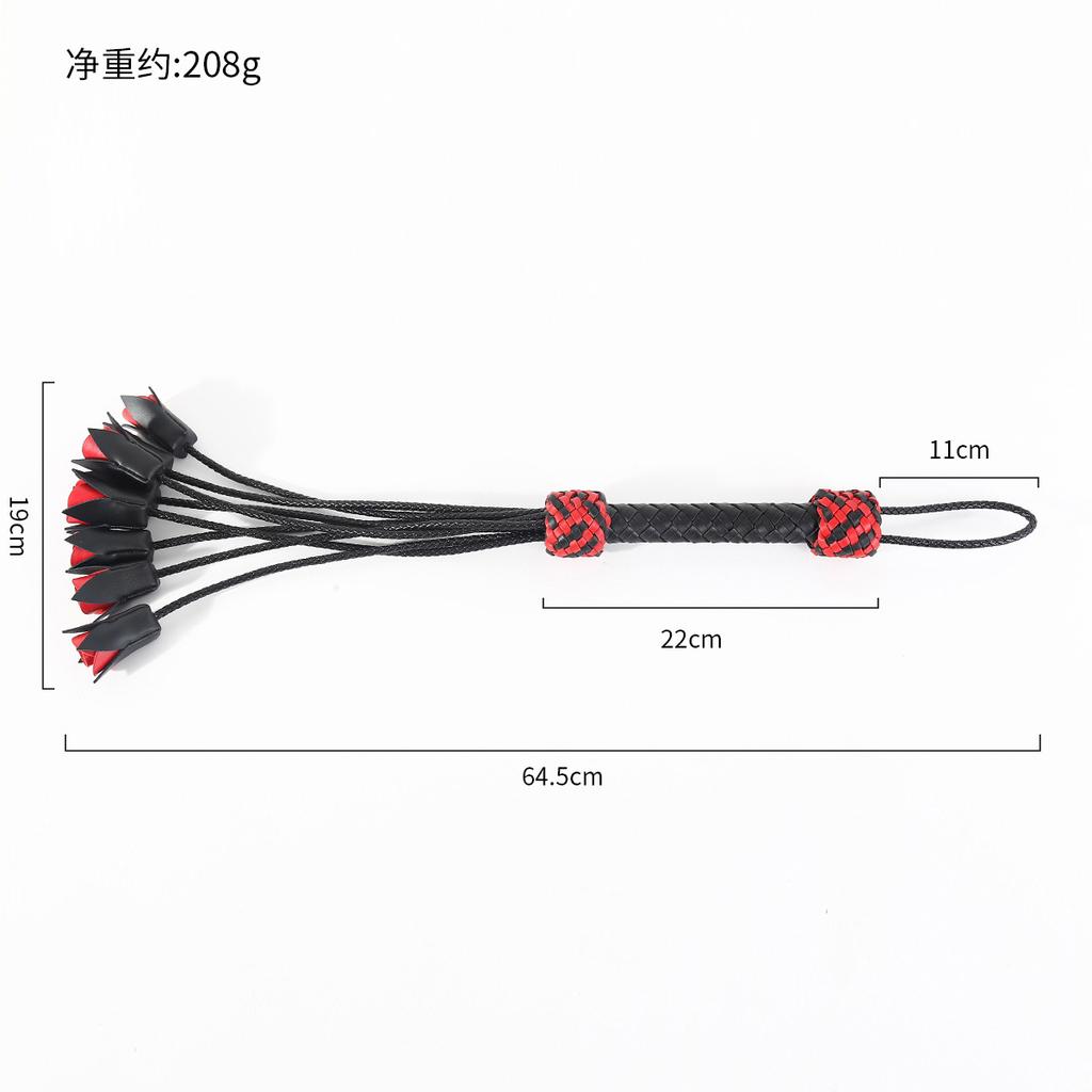 64.5cm Fetish PU Leather Rose Flower Whips Flogger Spanking Paddle Knout  Adult Game Erotic Flirting Sex Horse Whip Toys