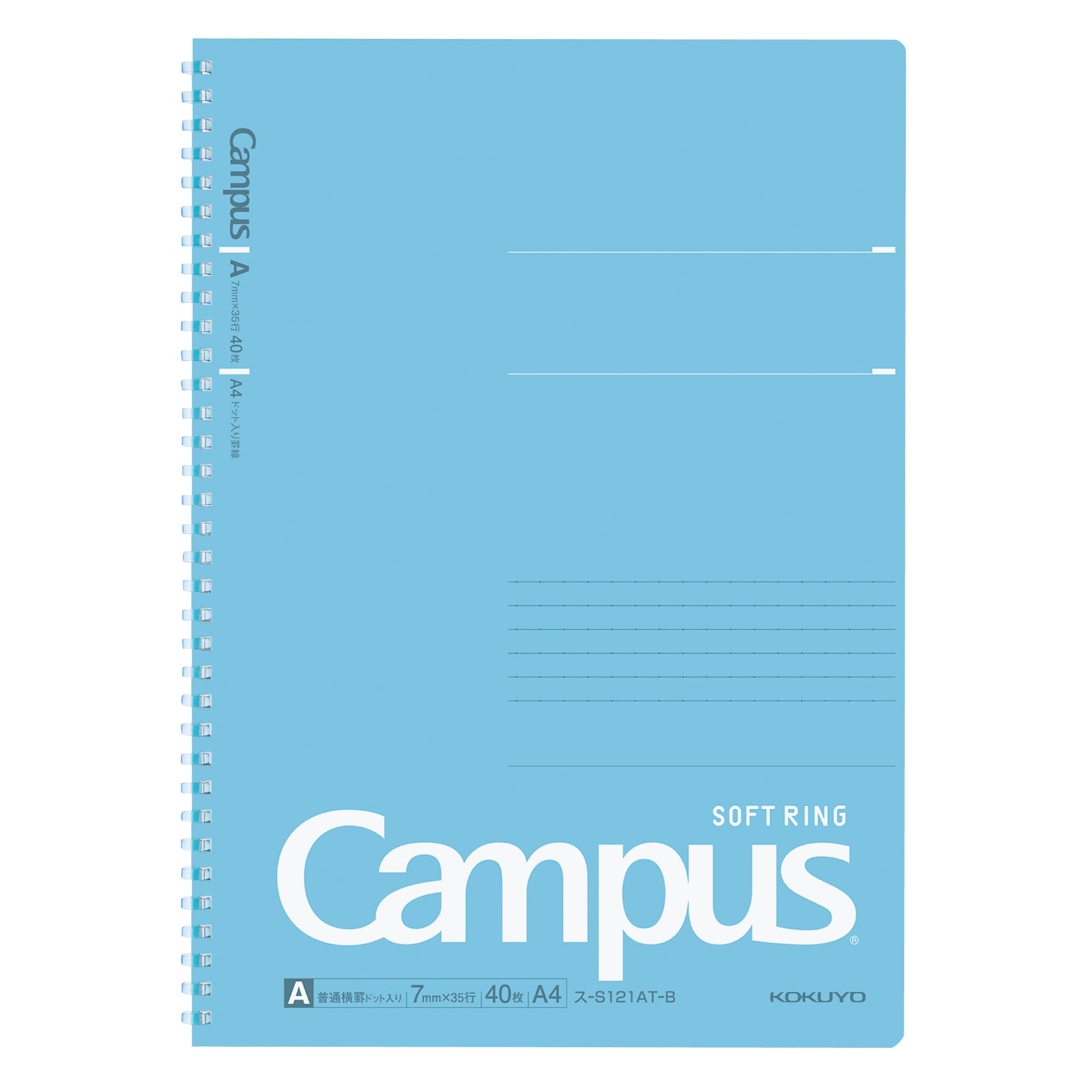 KOKUYO Campus Soft Ring A4 dotted ruled 40 Notebook, size, lines, sheets, blue, Su-S121AT-B