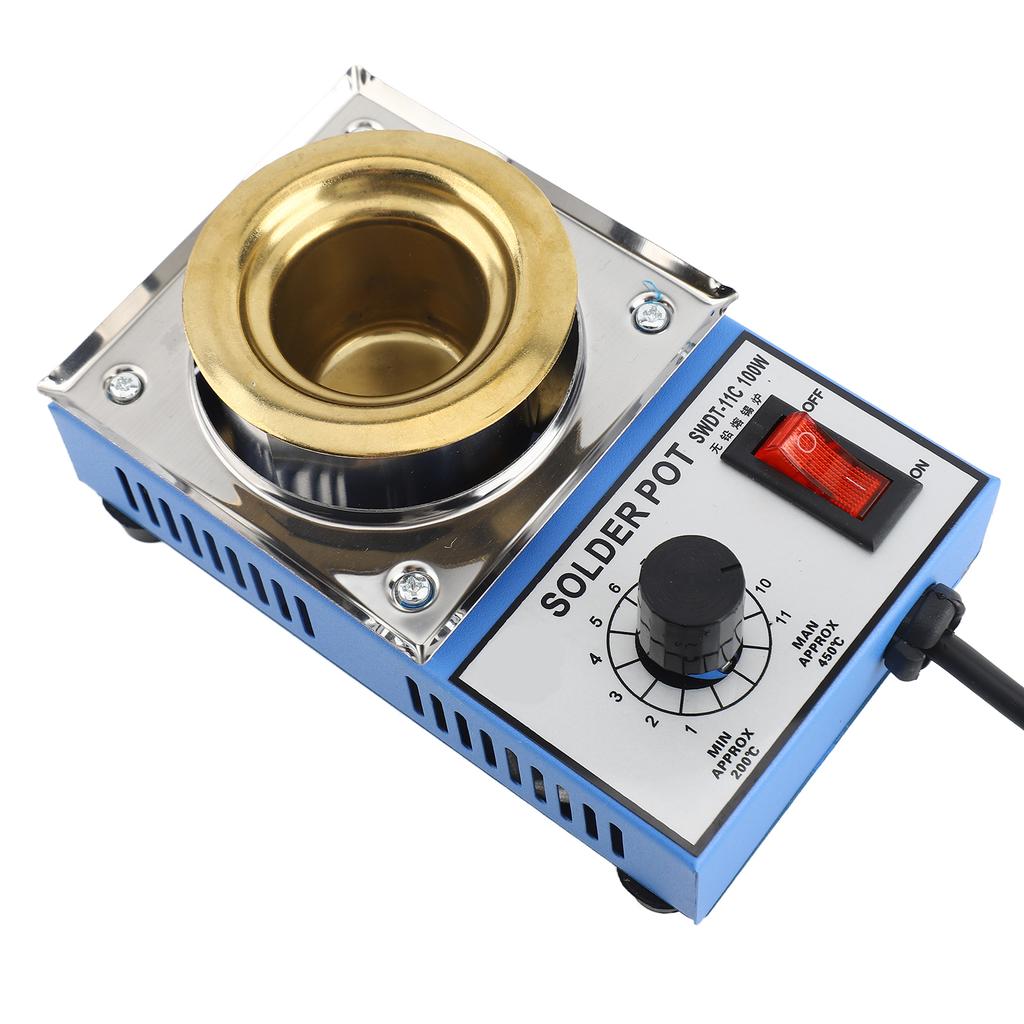 300W 100mm 1200g Soldering Pot Stainless Steel Solder Pot Compact Temperature Solder Bath for Welding and Soldering