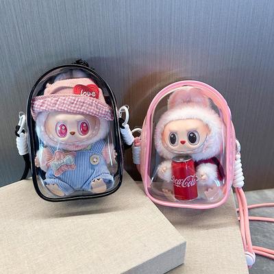 Labubu Sit Sit Party PVC-Hülle: 15cm Vinyl-Baby & Baumwollpuppe Ita-Tasche mit Staubschutz