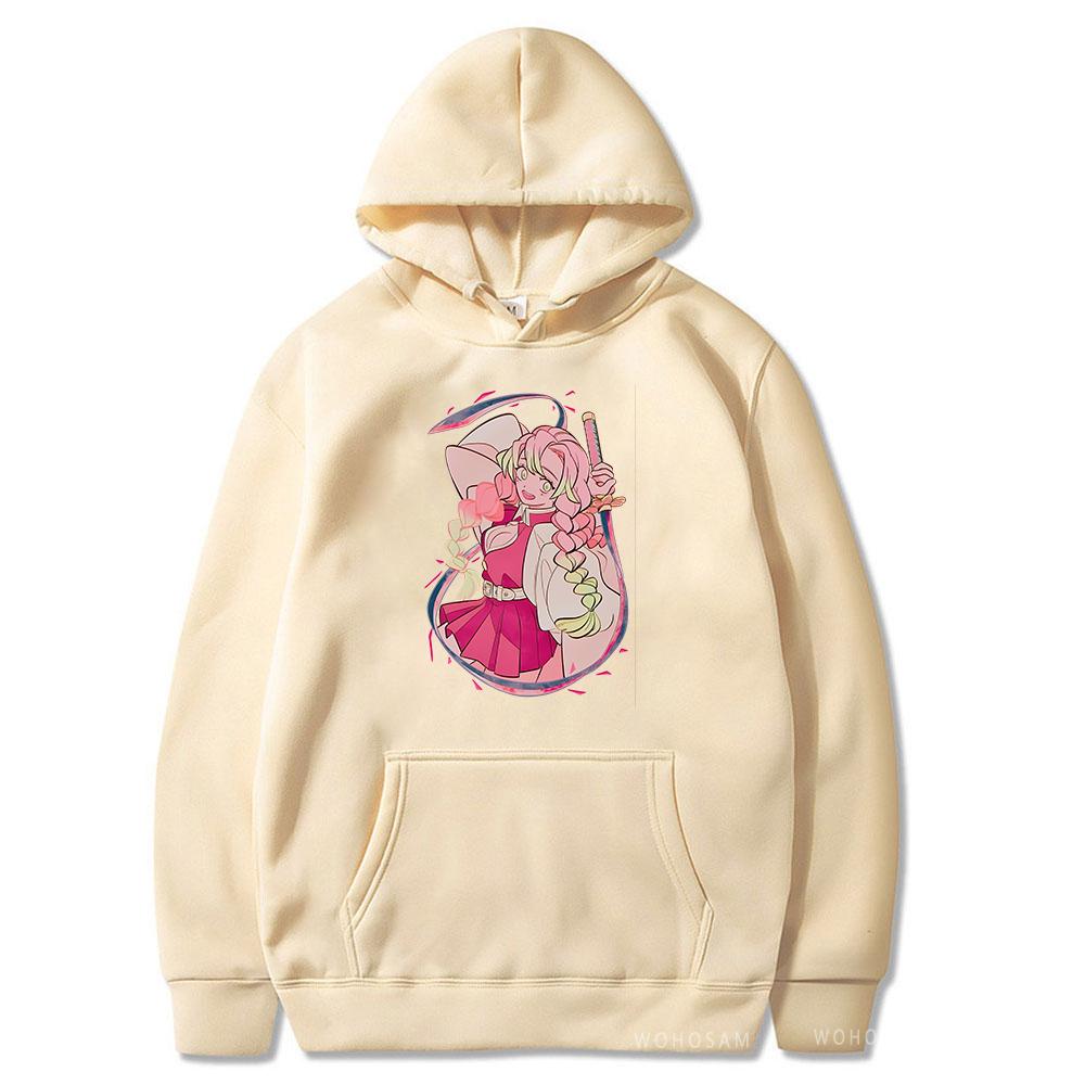 Anime Demon Slayer Kanroji Mitsuri Kawaii Print Hooded Men Women Aesthetic Zip Hoodies Oversized Sweatshirt Harajuku Zip Jacket