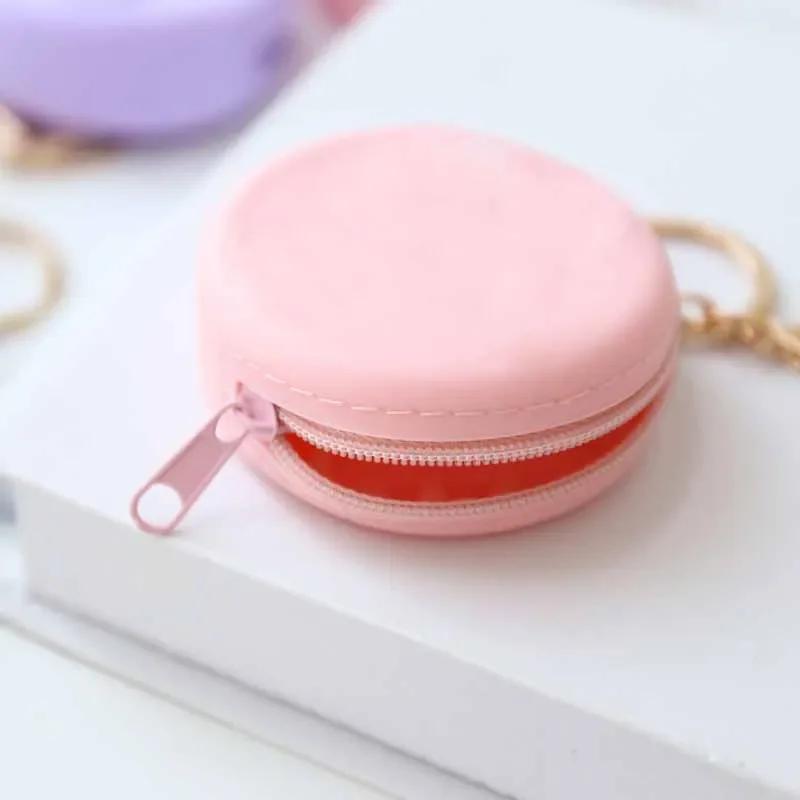 Cute Colored Round Silicone Coin Purse Small Women Girls Coin Key Bag Wallet Mini Data Cable Headset Bag Purses Kid Gift