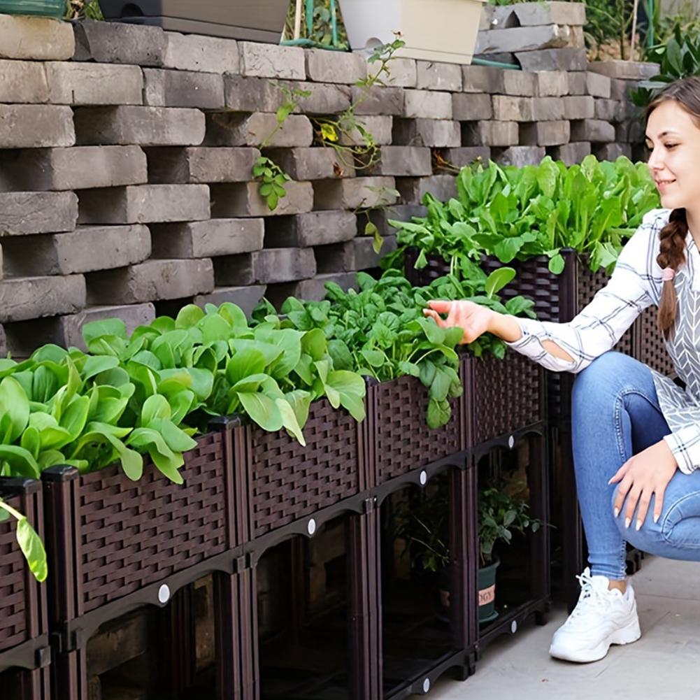 Plastic Raised Garden Bed with Legs Raised Planter Box with Drainage Holes Raised Bed Propagation Box for Indoor and Outdoor Use