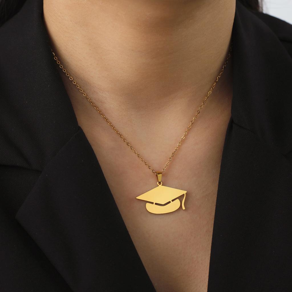 Cazador University Graduation Bachelor Cap Necklaces for Women Men Stainless Steel Anniversary Gift Necklace Jewelry 2026 New