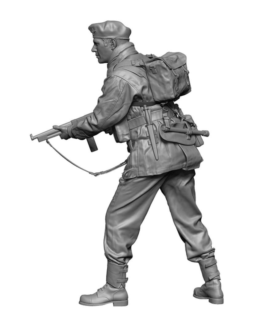 H3 Models WW2 British Airborne Soldier with Thompson Submachine Gun Resin Kit HS24149 1/24
