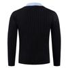 Men's Solid-color Casual V-neck Pullover Knitted Sweater With Two Striped Neck Sweaters