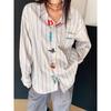 Unisex Retro Striped Long-Sleeve Embroidered Shirt: Versatile Casual Wear for Spring & Autumn